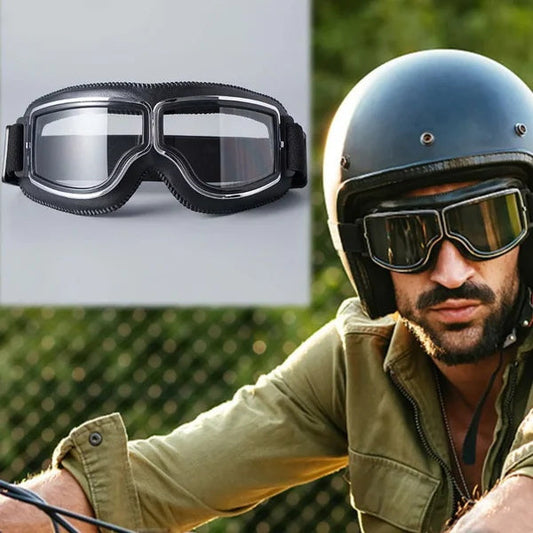 🥽  🏍️ Vintage Helmet Goggles Motorcycle Goggles – UV Protection, Anti-Fog & Adjustable Strap 🛡️