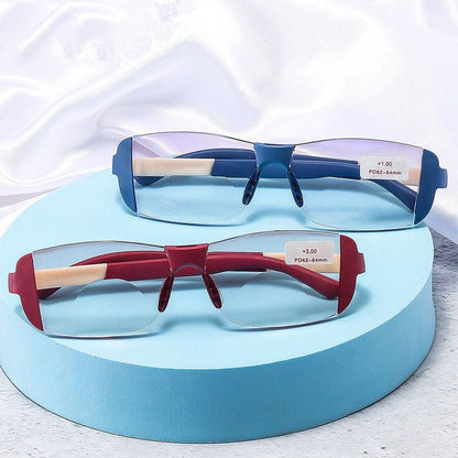 Blue light and fatigue-reducing glasses for near and far vision