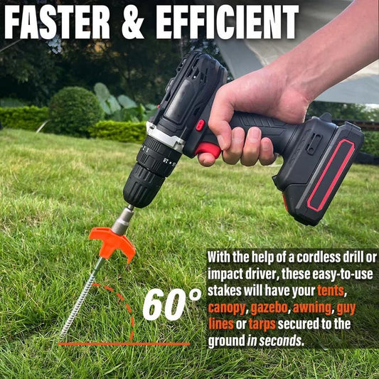 🔥 ⛺8" Screw-in Tent Stakes Ground Anchors