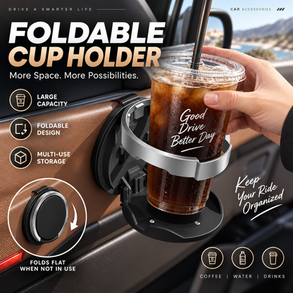 🚗🥤Foldable Car Door Drink Holder, Large Bore Multifunctional Bottle Storage Rack For Vehicle