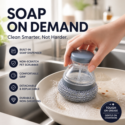🥳HOT SALE🥳💞10K+ SOLD! Scrubber Brush ! Built-in soap, non-scratch & ergonomic. Clean pots easily – grab yours! ✅