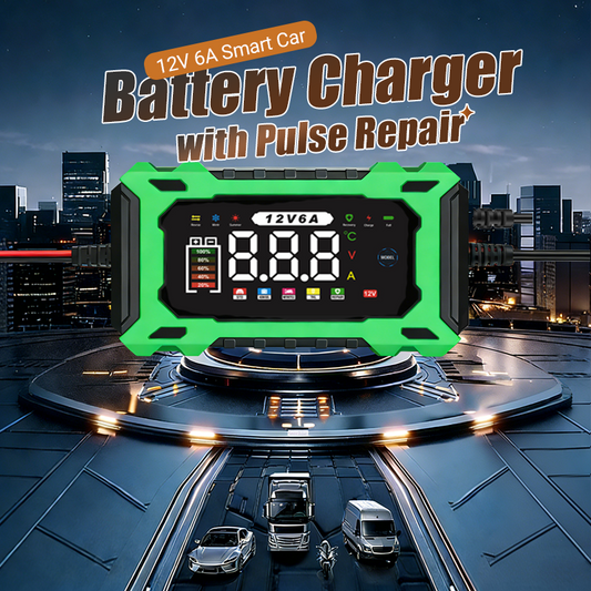 🔋 12V 6A Smart Car Battery Charger – Pulse Repair Technology, Auto Maintain & Desulfation 🚗⚡