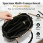 👜Women's V-Stitched Satchel – Gold Hardware, Multi-Compartment, Top-Handle 🌸