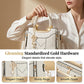 👜Women's V-Stitched Satchel – Gold Hardware, Multi-Compartment, Top-Handle 🌸