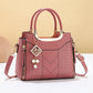 👜Women's V-Stitched Satchel – Gold Hardware, Multi-Compartment, Top-Handle 🌸