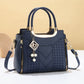 👜Women's V-Stitched Satchel – Gold Hardware, Multi-Compartment, Top-Handle 🌸