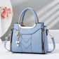 👜Women's V-Stitched Satchel – Gold Hardware, Multi-Compartment, Top-Handle 🌸