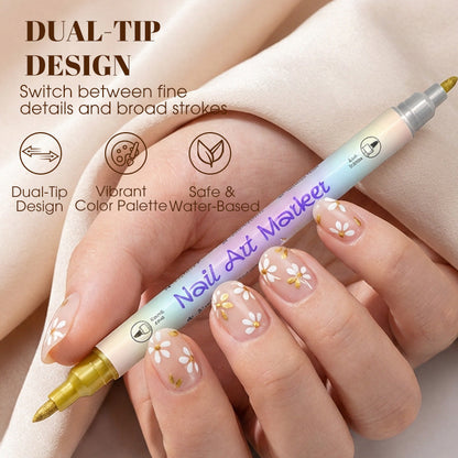 🌸 50% OFF NOW! 🌸Dual-Tip Nail Art Marker Pen Set