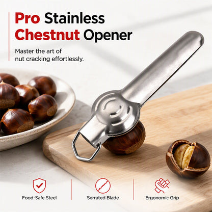 🔥 50% OFF! 🌰 Stainless Steel Chestnut Cracker – Open Chestnuts Easily with a Handy Lever-Assisted Design ✨