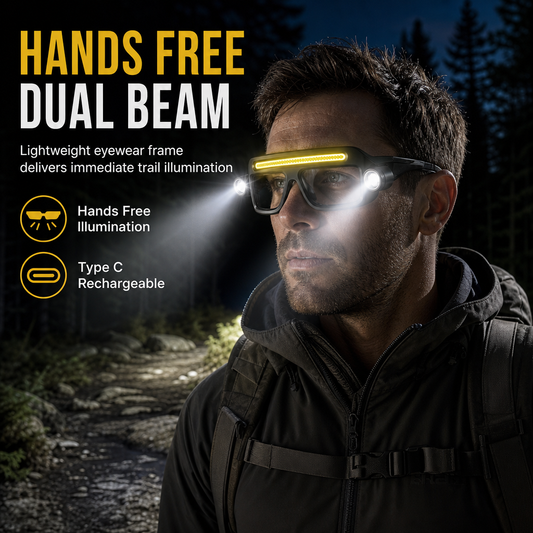 USB Rechargeable Double Sided Clip On Glasses Light for Outdoor Hiking and Reading