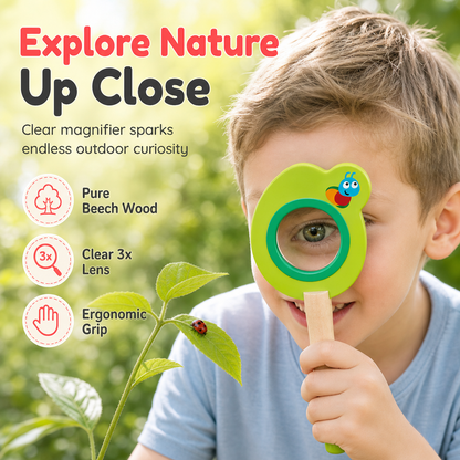 Wooden Cartoon Magnifying Glass Toy for Kids